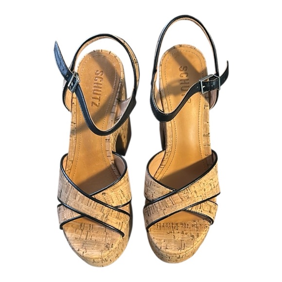 NWT / SCHUTZ Keefa Weekend Cutout Cork Block Sandals Size 8 - Picture 3 of 8